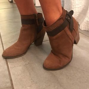 Brown Franco Sarto Leather Ankle Boots